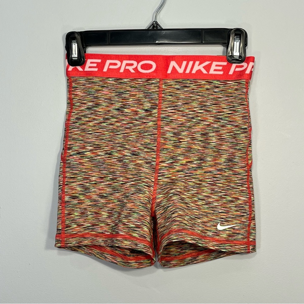 NEW Nike Pro Shorts Womens Small Pink Multicolor High Rise Training Compression